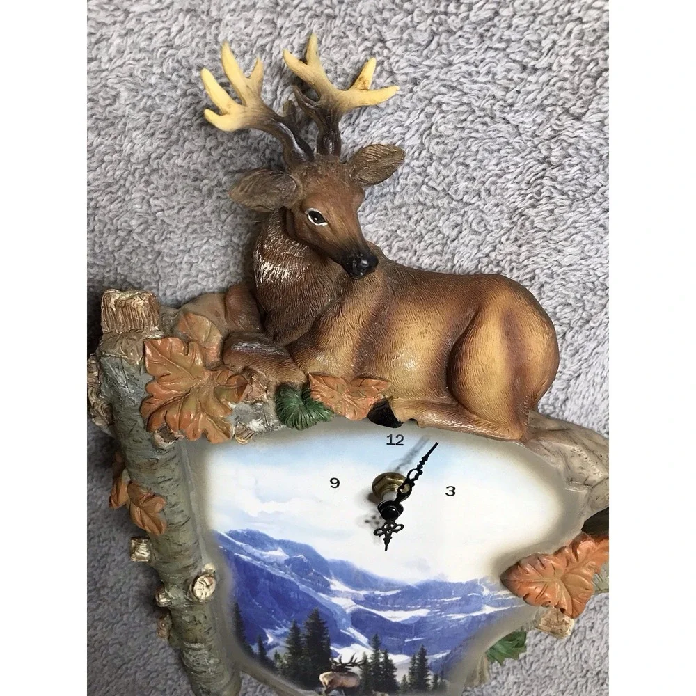 Vintage‎ Rustic Deer Wall Clock 'Time Of Majesty' 3D Design Cabin Decor